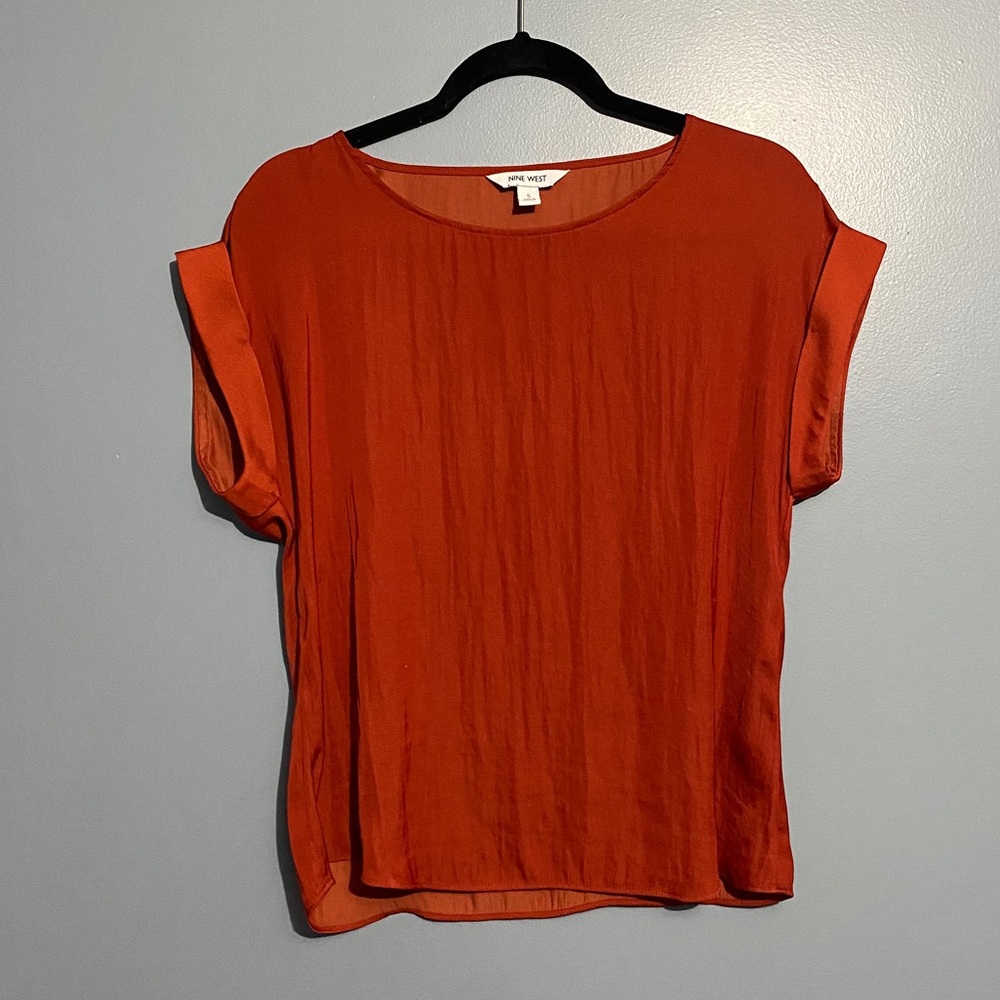 Orange short sleeve blouse